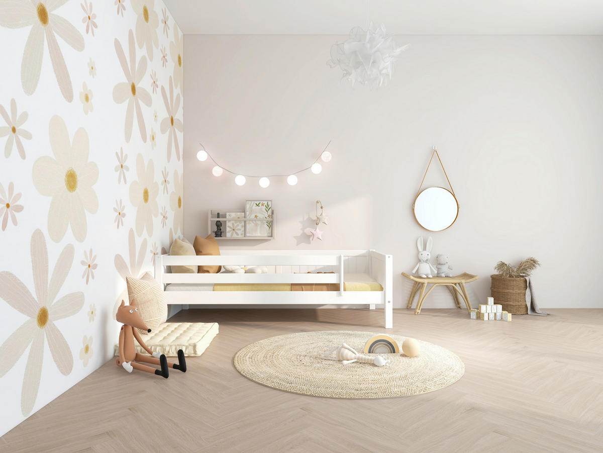 BETT 90/200 cm,  in Weiß, Rollrost, Absturzsicherung  - Weiß, MODERN, Holz (90/200cm) - Chameo