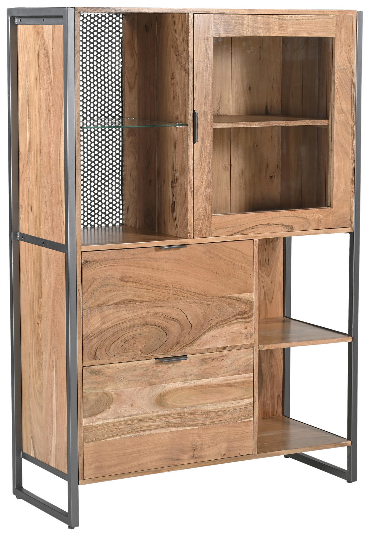 HIGHBOARD Coswig 104/150/40 cm  - Naturfarben/Grau, KONVENTIONELL, Glas/Holz (104/150/40cm) - Livetastic