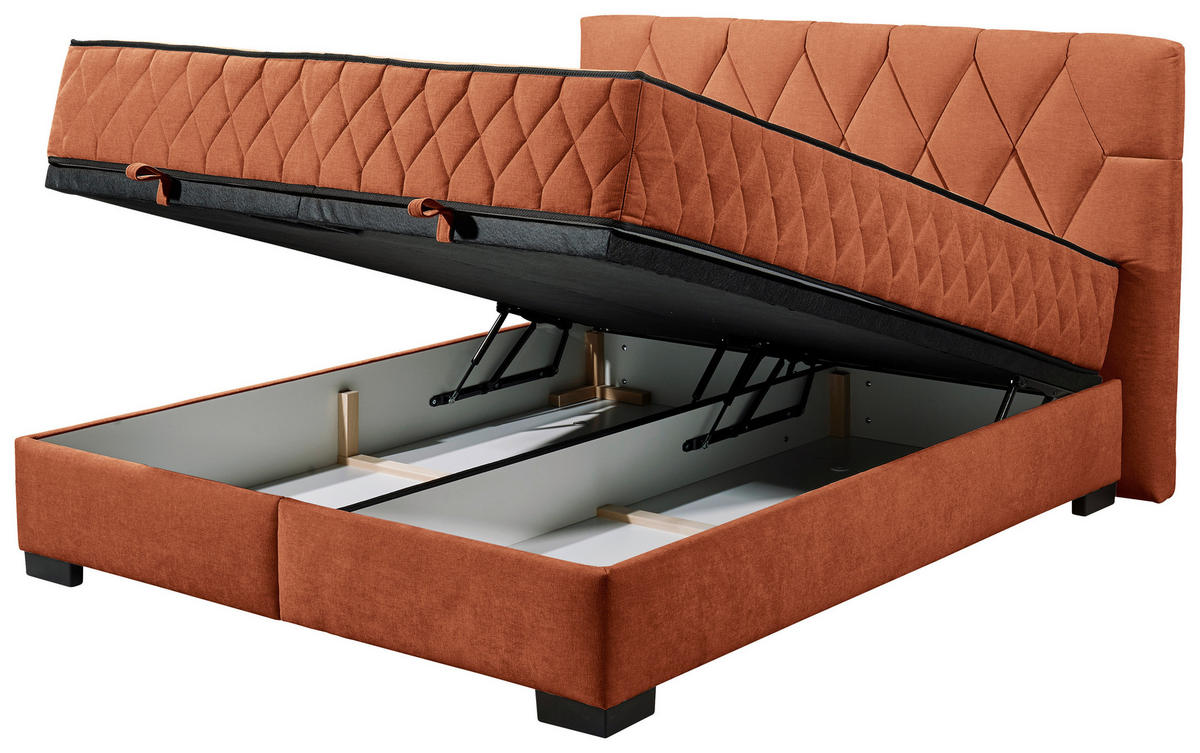 BOXBETT 160/200 cm  in Cognac  - Cognac/Schwarz, Modern, Holzwerkstoff/Kunststoff (160/200cm) - MID.YOU
