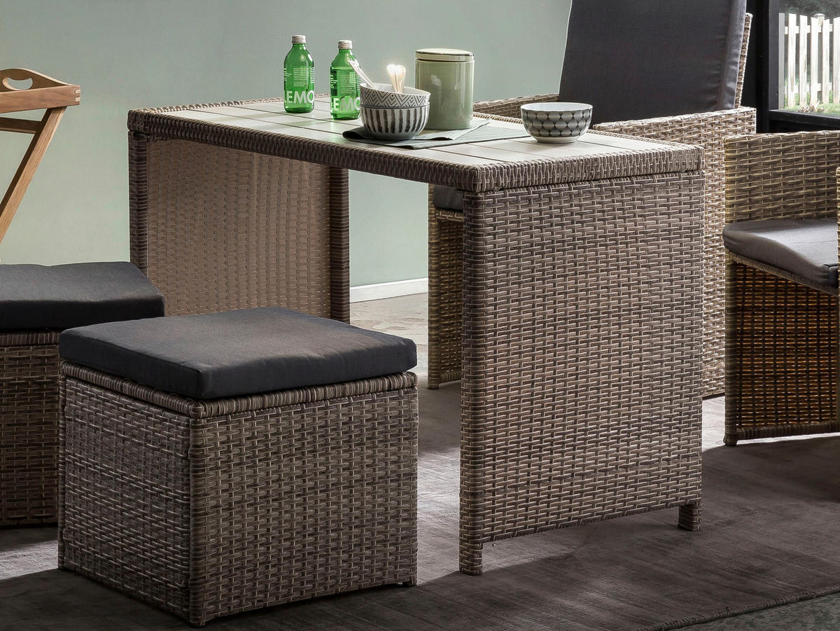 GARTENSET 5-teilig  - Naturfarben/Grau, Design, Kunststoff/Textil - Livetastic