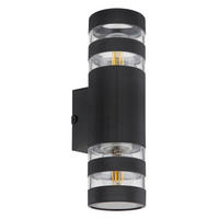 WANDLEUCHTE 22/6,5/6,5 cm   - Klar/Schwarz, Basics, Glas/Kunststoff (22/6,5/6,5cm) - Globo