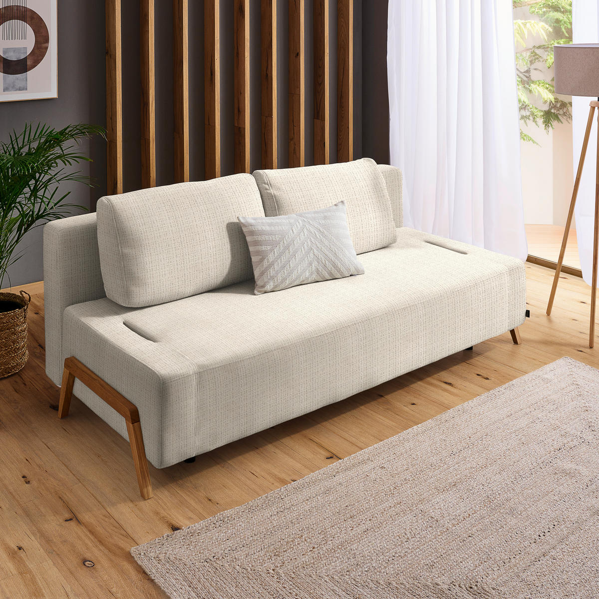 SCHLAFSOFA in Holz, Textil Beige  - Beige/Naturfarben, Design, Holz/Textil (211/88/102cm) - Niels Andersson