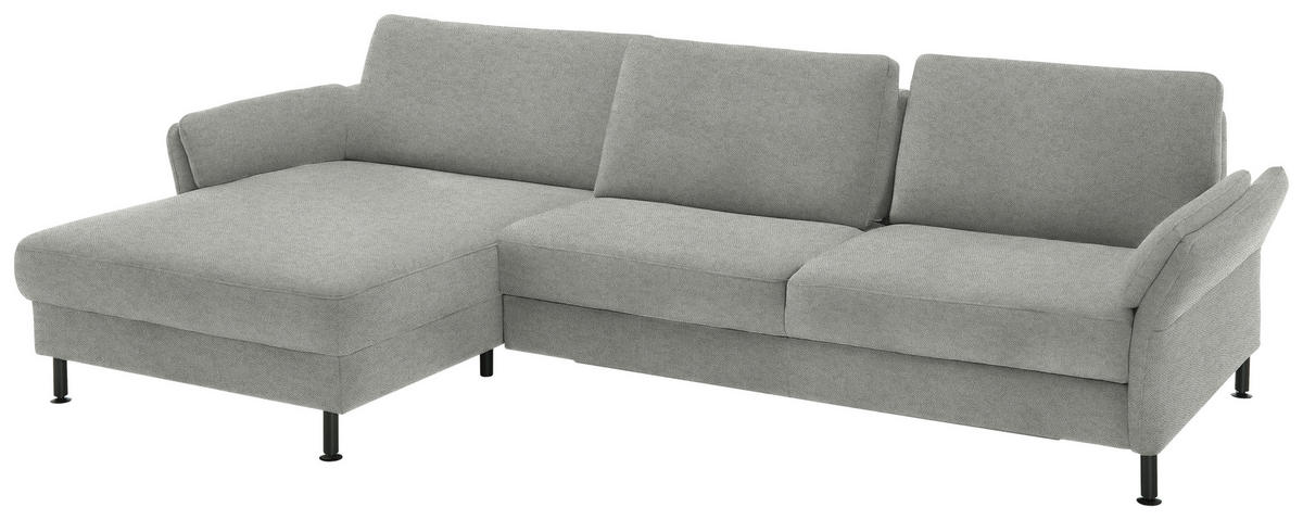 ECKSOFA  in Chenille, Flachgewebe Silberfarben  175/316 cm  - Silberfarben/Schwarz, Design, Textil/Metall (175/316cm) - Dieter Knoll