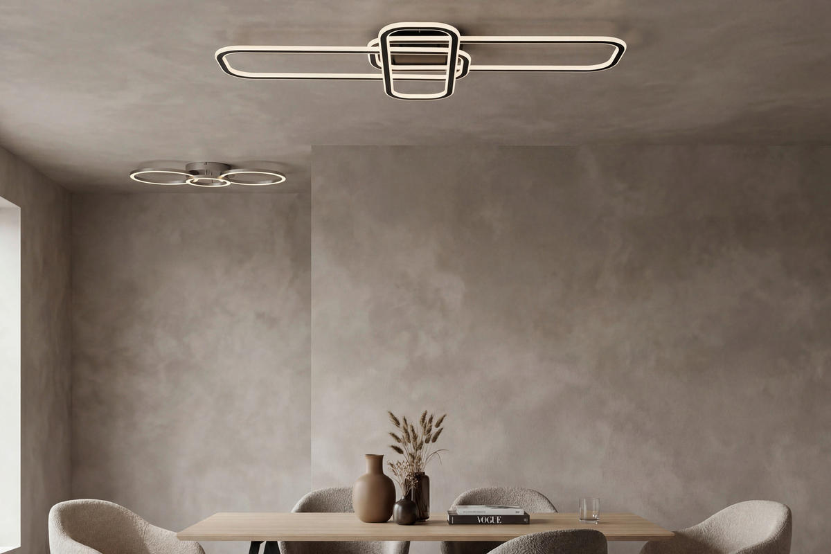 LED MENNYEZETI LÁMPA - fekete/fehér, Design, műanyag/fém (103/46/11cm) - Novel