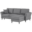 ECKSOFA in Velours Grau  - Schwarz/Grau, KONVENTIONELL, Holz/Textil (244/159cm) - Carryhome