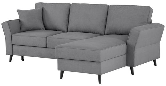 ECKSOFA in Velours Grau  - Schwarz/Grau, KONVENTIONELL, Holz/Textil (244/159cm) - Carryhome