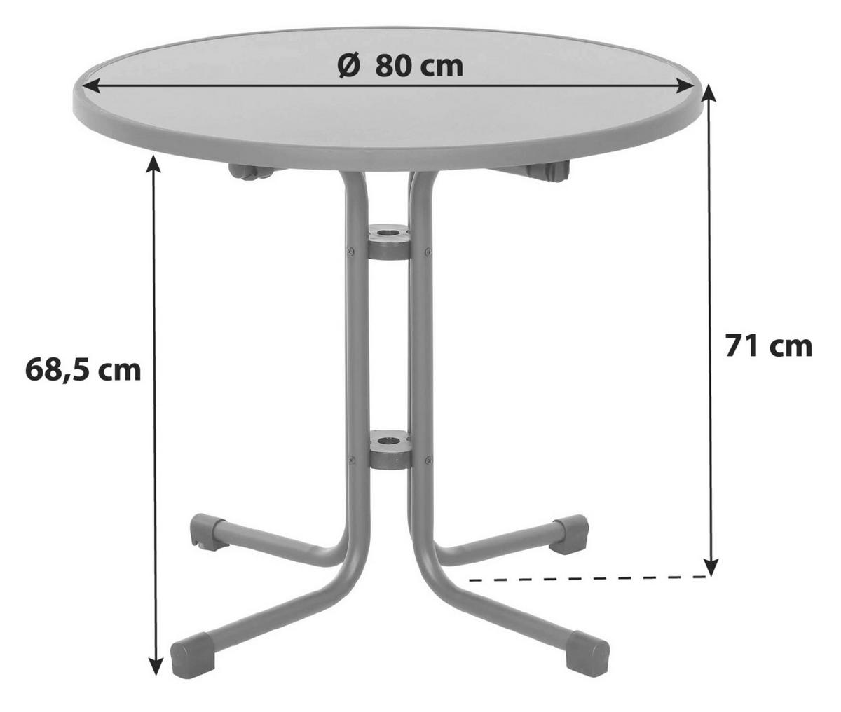 GARTENKLAPPTISCH Metall, Holzwerkstoff rund  - Anthrazit, KONVENTIONELL, Holzwerkstoff/Metall (80/71/80cm) - Siena Garden
