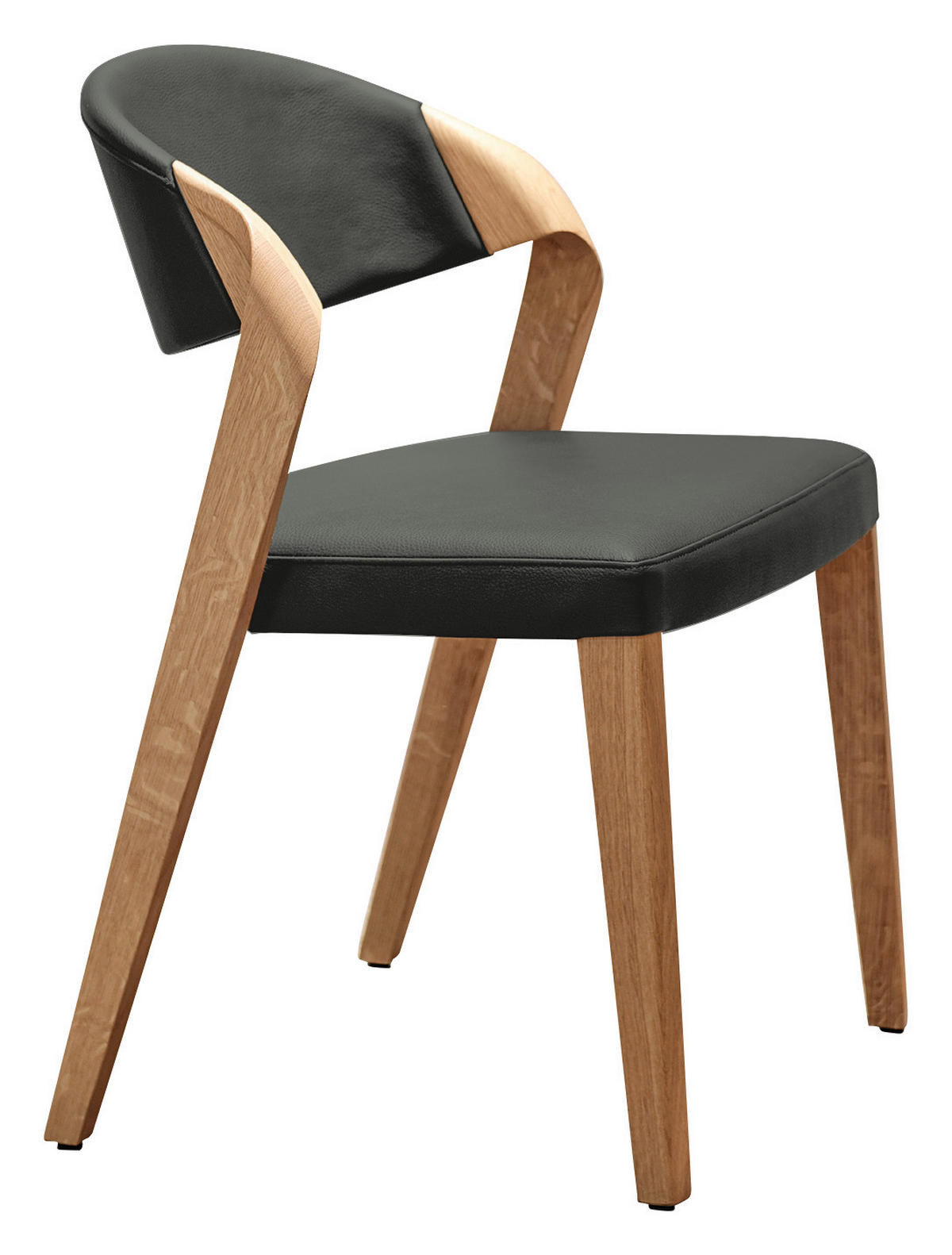 STUHL Echtleder Anthrazit, Eichefarben Altholz, Eiche massiv  - Eichefarben/Anthrazit, Natur, Leder/Holz (53/82/57cm) - Voglauer