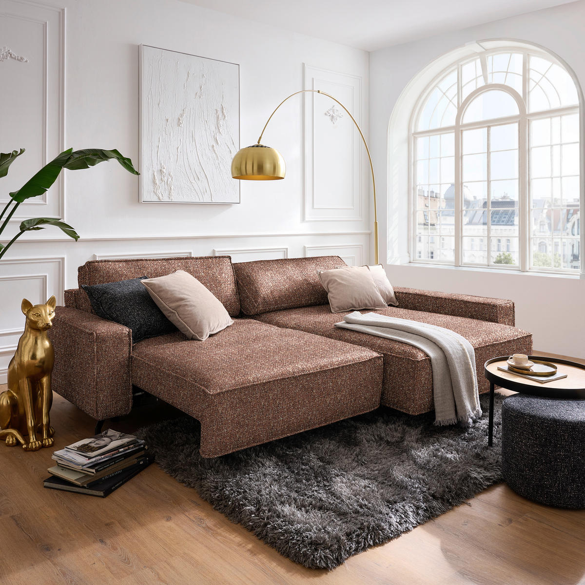 ECKSOFA  in Mikrofaser Terracotta  246/164 cm  - Terracotta/Schwarz, Design, Textil (246/164cm) - Sedda