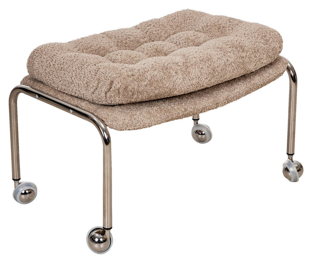 PALL i metall, textil kromfärg, beige  - beige/kromfärg, Design, metall/textil (67/42/41cm) - Best Price