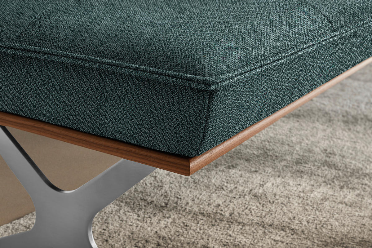 SITZBANK in Holz, Textil Nussbaumfarben, Nickelfarben, Petrol  - Edelstahlfarben/Nussbaumfarben, Design, Holz/Textil (194/88/66cm) - Koinor