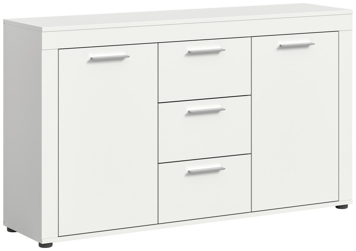 SIDEBOARD 125/80/35 cm  in Weiss  - noir/blanc, Design, matière synthétique/matériau de bois (125/80/35cm) - MID.YOU