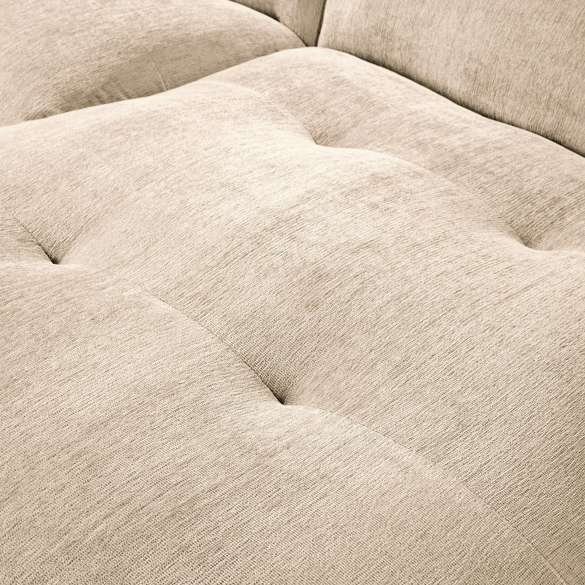 ECKSOFA in Chenille Creme  - Creme/Schwarz, Modern, Kunststoff/Textil (269/184cm) - Trendmanufaktur