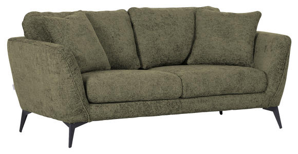 2-SITZER-SOFA in Chenille Grün  - Schwarz/Grün, KONVENTIONELL, Textil/Metall (190/70/98cm) - Carryhome