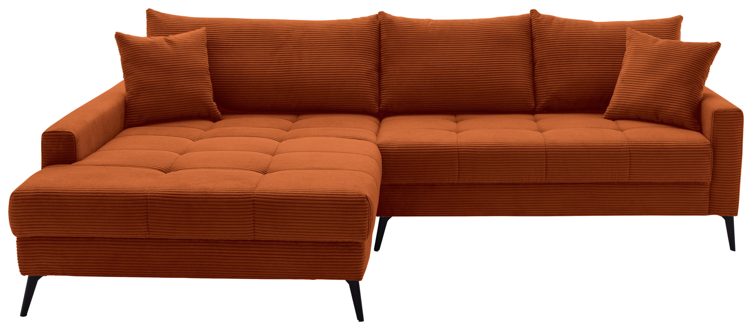 ECKSOFA Dunkelorange Cord  - Dunkelorange/Schwarz, KONVENTIONELL, Textil/Metall (173/280cm) - Hom`in