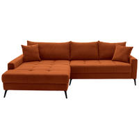 ECKSOFA Dunkelorange Cord  - Dunkelorange/Schwarz, KONVENTIONELL, Textil/Metall (173/280cm) - Hom`in