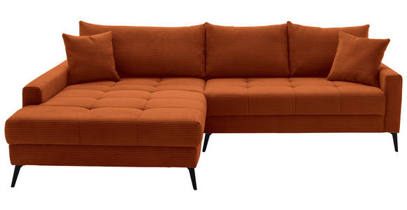 ECKSOFA  in Cord Dunkelorange  173/280 cm  - Dunkelorange/Schwarz, KONVENTIONELL, Textil/Metall (173/280cm) - Hom`in