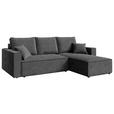ECKSOFA Dunkelgrau Cord  - Dunkelgrau/Schwarz, KONVENTIONELL, Kunststoff/Textil (241/138cm) - Carryhome