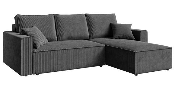 ECKSOFA Dunkelgrau Cord  - Dunkelgrau/Schwarz, KONVENTIONELL, Kunststoff/Textil (241/138cm) - Carryhome