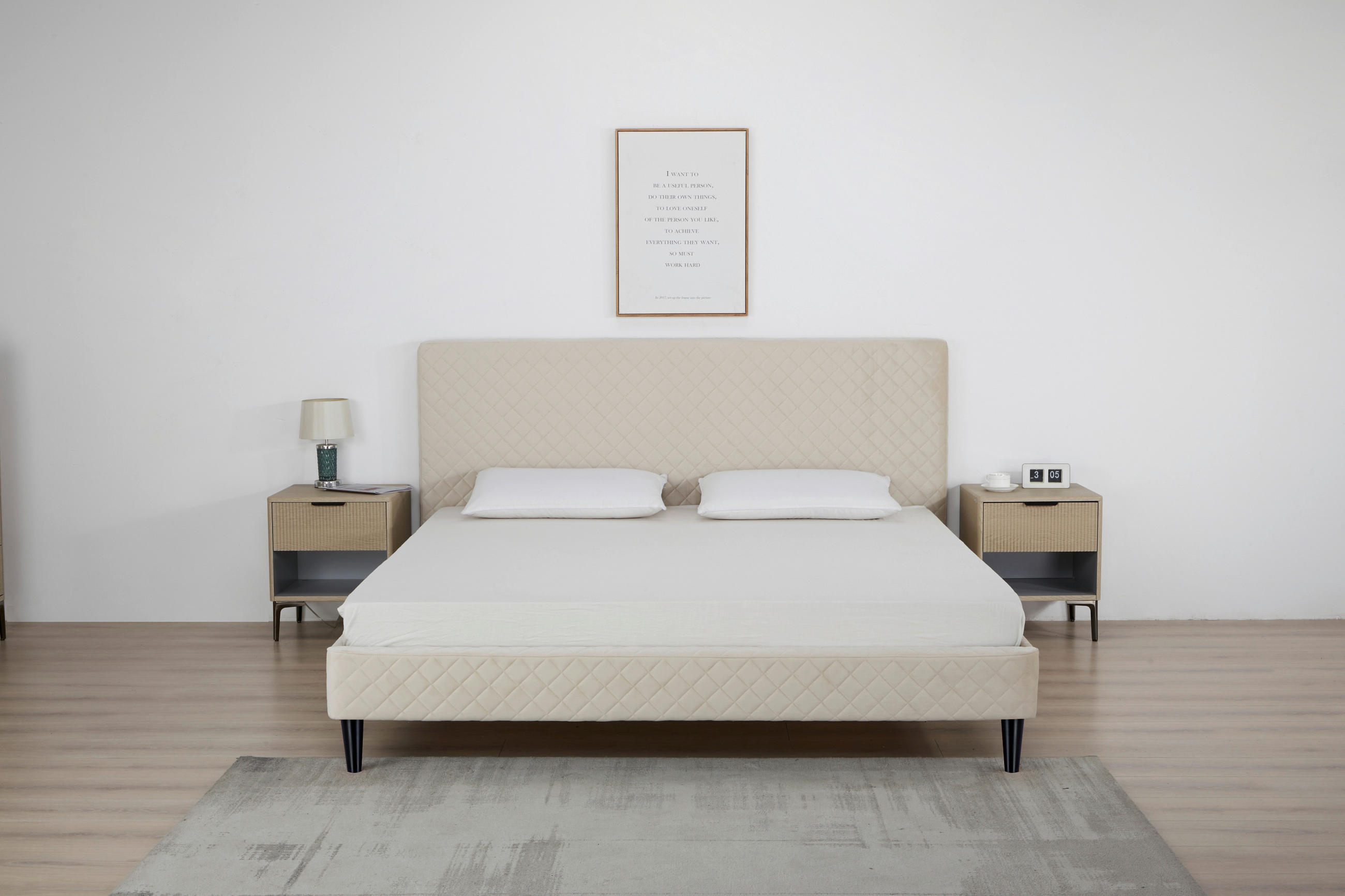 POLSTERBETT 180/200 cm,  in Beige, Lattenrost,  - Beige/Schwarz, Design, Holz/Kunststoff (180/200cm) - Boxxx