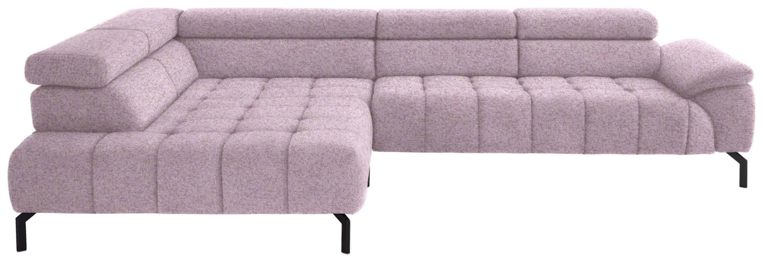 ECKSOFA in Chenille Rosa  - Schwarz/Rosa, Design, Textil/Metall (222/323cm) - Beldomo Style