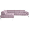 ECKSOFA in Chenille Rosa  - Schwarz/Rosa, Design, Textil/Metall (222/323cm) - Beldomo Style