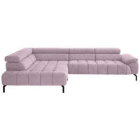 ECKSOFA in Chenille Rosa  - Schwarz/Rosa, Design, Textil/Metall (222/323cm) - Beldomo Style