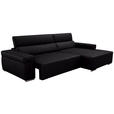 ECKSOFA DUA in Echtleder Schwarz  293/170 cm  - Chromfarben/Schwarz, Design, Leder/Metall (293/170cm) - Novel