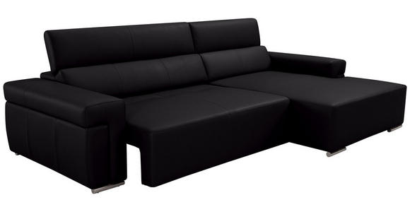 ECKSOFA DUA in Echtleder Schwarz  293/170 cm  - Chromfarben/Schwarz, Design, Leder/Metall (293/170cm) - Novel