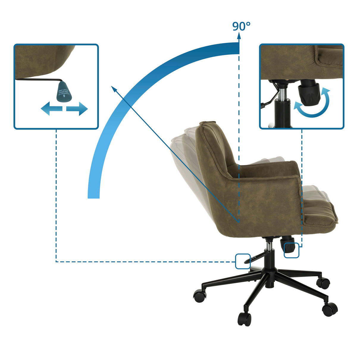 DREHSTUHL Grün  - Schwarz/Grün, MODERN, Kunststoff/Textil (54/85/70cm) - MID.YOU