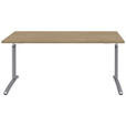 SCHREIBTISCH 160/80/70-82 cm  in Alufarben, Eichefarben  - Eichefarben/Alufarben, KONVENTIONELL, Holzwerkstoff/Metall (160/80/70-82cm) - Moderano