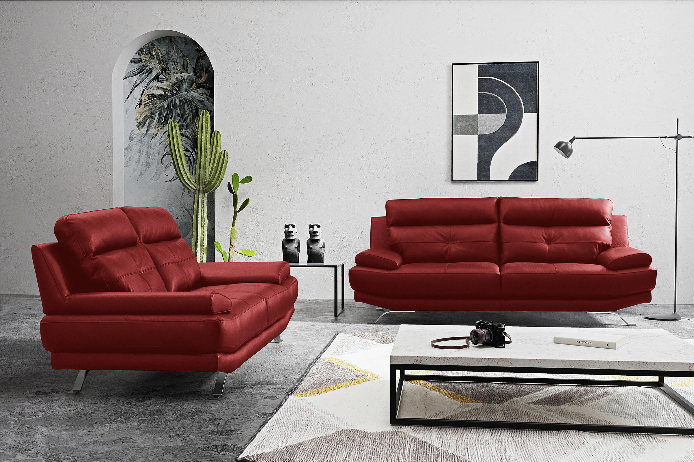 Livetastic 3-Sitzer-Sofa Rot 225x92x99 cm
