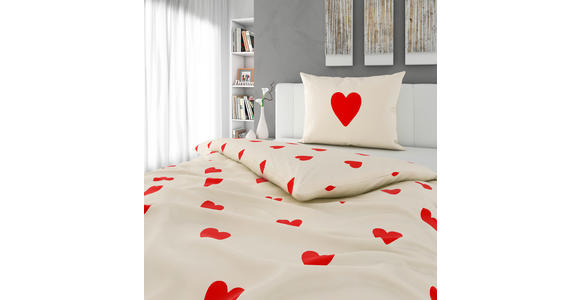 BETTWÄSCHE 140/200 cm  - Rot/Creme, LIFESTYLE, Textil (140/200cm) - Esposa