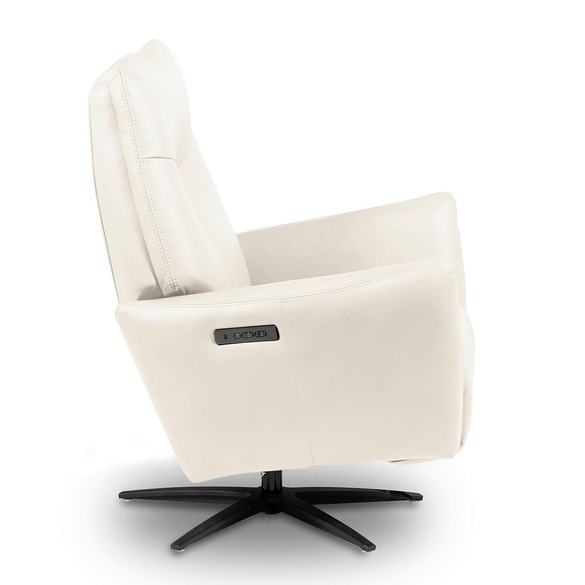 RELAXSESSEL Leder Weiss  - Weiss/Schwarz, Design, Leder/Metall (76/107/88cm) - Livetastic