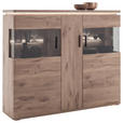 HIGHBOARD Eiche dunkel 150/124/38 cm - Eiche dunkel/Anthrazit, KONVENTIONELL, Glas/Holzwerkstoff (150/124/38cm) - Cantus