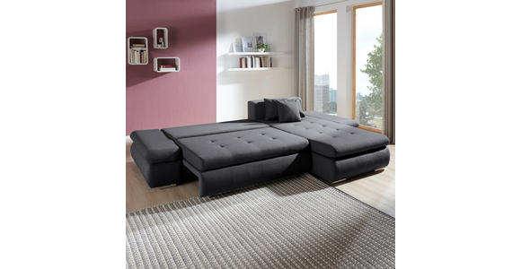 ECKSOFA Dunkelgrau Webstoff  - Chromfarben/Dunkelgrau, Design, Kunststoff/Textil (302/187cm) - Carryhome