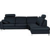 ECKSOFA in Echtleder Dunkelblau  - Chromfarben/Beige, Konventionell, Leder/Metall (272/245cm) - Valdera