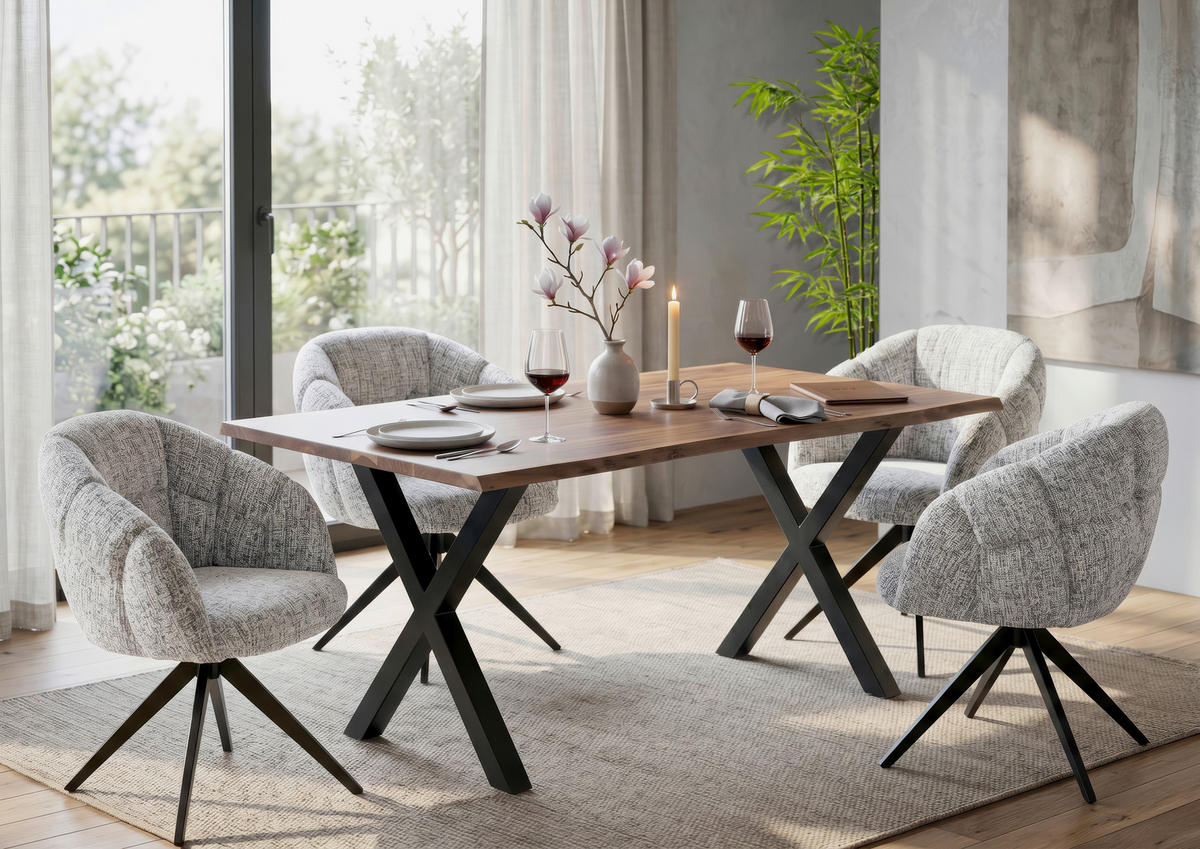 ÉTKEZŐASZTAL - natúr színű/fekete, Modern, fa/fém (140/76/80cm) - Livetastic