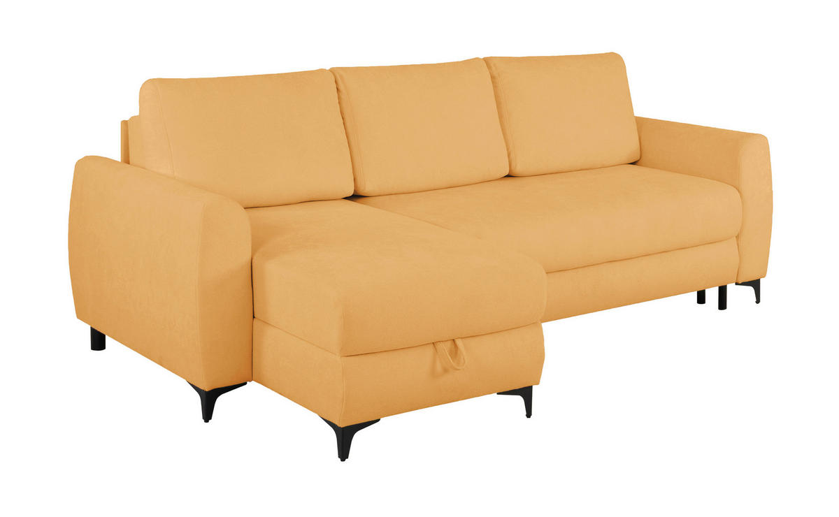 ECKSOFA Moli Gelb Bouclé  - Gelb/Schwarz, Design, Textil/Metall (236/148cm) - MID.YOU