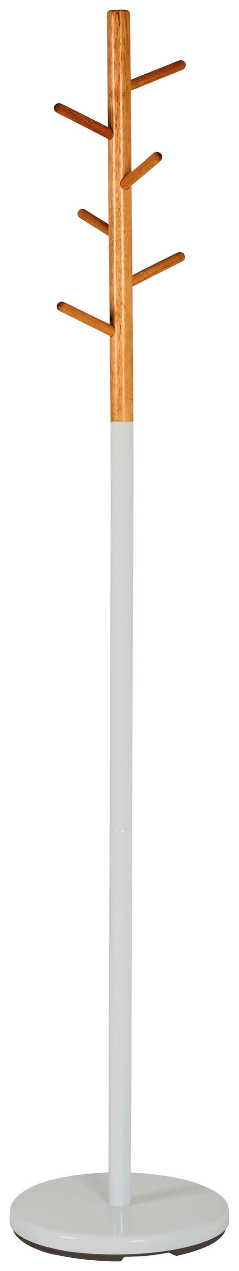 ŠATNÍ STOJAN - bílá/přírodní barvy, Design, kov/dřevo (30/173cm) - Carryhome