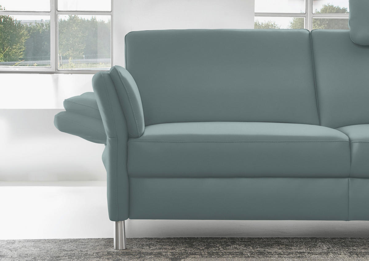 2,5-SITZER in Leder Blau  - Blau/Alufarben, Design, Leder/Metall (164cm) - Dieter Knoll