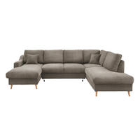 WOHNLANDSCHAFT Graubraun Cord  - Graubraun/Naturfarben, KONVENTIONELL, Holz/Textil (150/301/200cm) - P & B