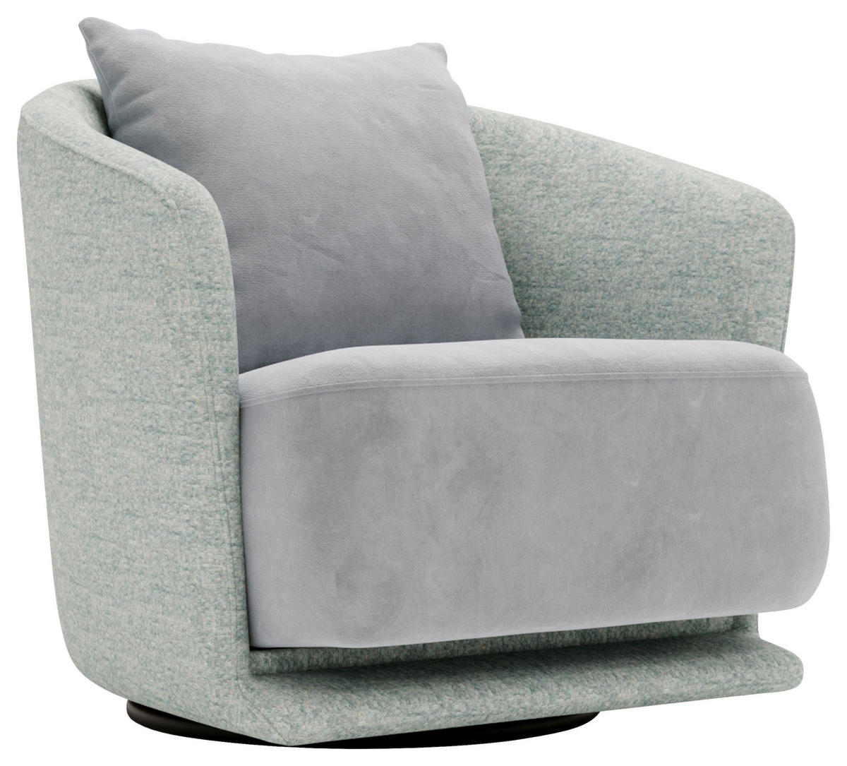 SESSEL in Plüsch, Bouclé Mintgrün  - Schwarz/Mintgrün, Design, Textil/Metall (83/80/75cm) - Livetastic