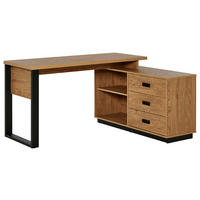 ECKSCHREIBTISCH 150/116/76 cm  in Schwarz, Eichefarben  - Eichefarben/Schwarz, Modern, Holzwerkstoff/Metall (150/116/76cm) - Livetastic