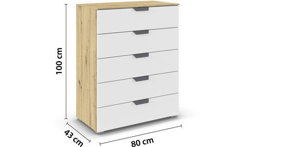 KOMMODE  in 80/100/43 cm  - Dunkelgrau/Weiß, Design, Holzwerkstoff/Metall (80/100/43cm) - Carryhome