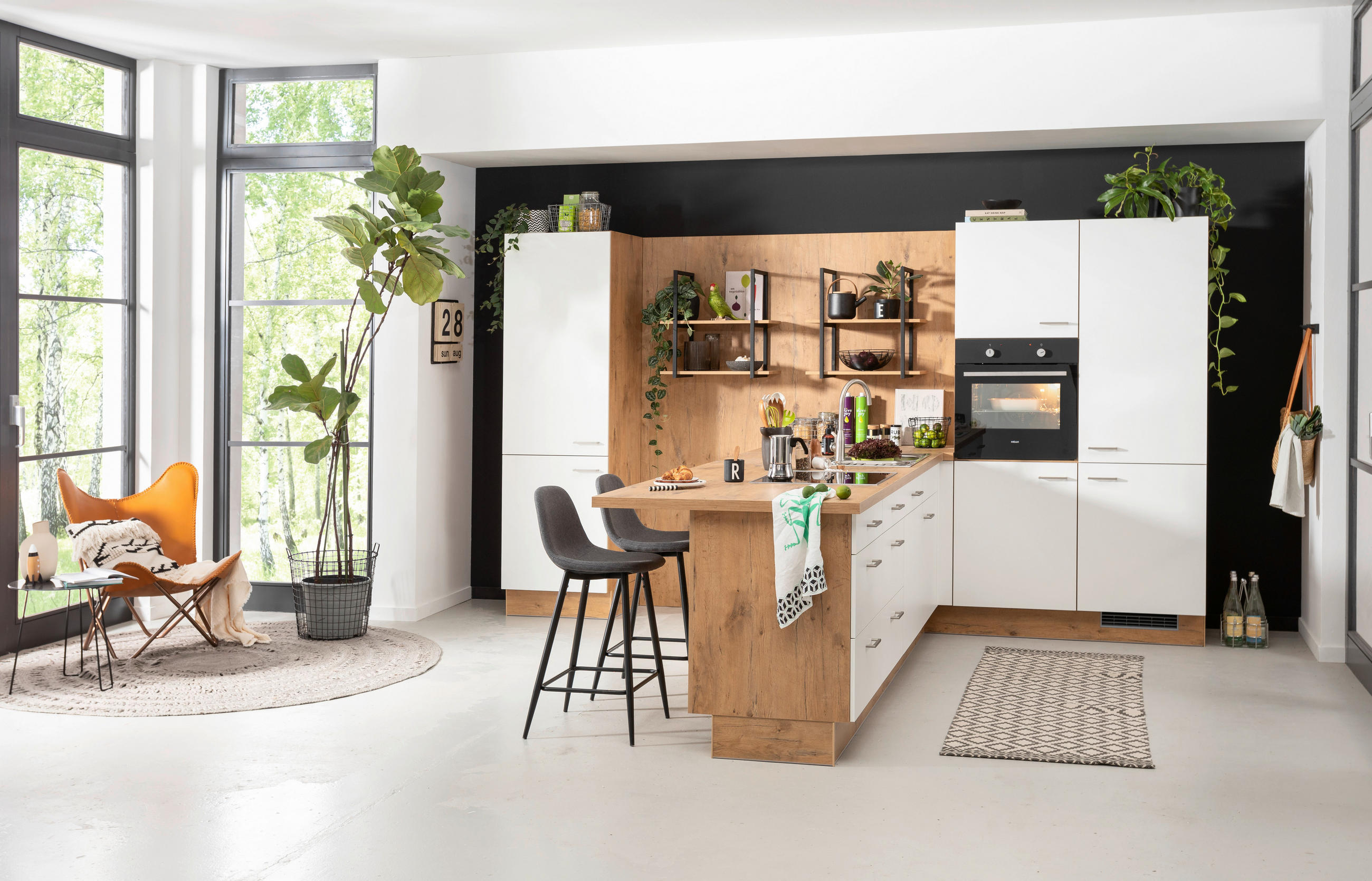 KUCHYŇA NA MIERU VE 120 - biela/farba duba, Basics, kompozitné drevo - Venda