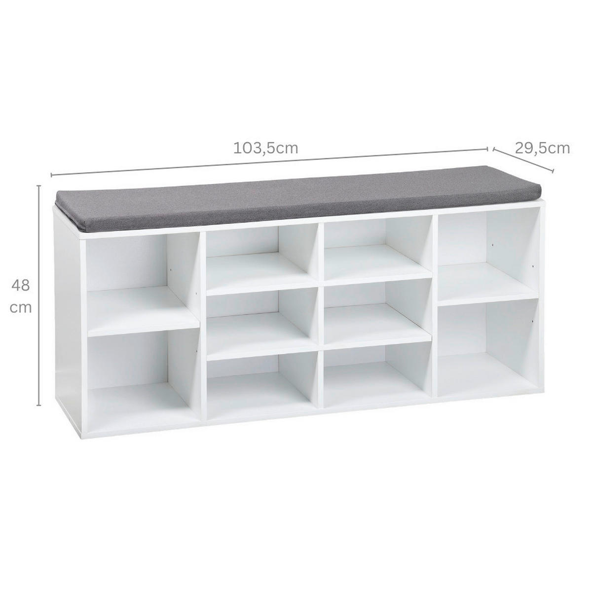 SCHUHSCHRANK  in 103.5/48/29.5 cm  - Weiß/Grau, Design, Holzwerkstoff/Textil (103.5/48/29.5cm) - Kesper