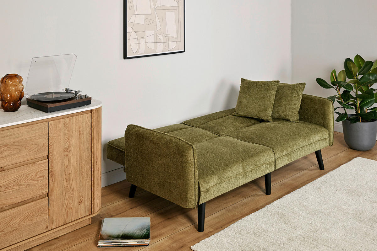 SCHLAFSOFA Bouclé Grün, Opal  - Champagner/Opal, MODERN, Holz/Textil (191/83/84cm) - Livetastic