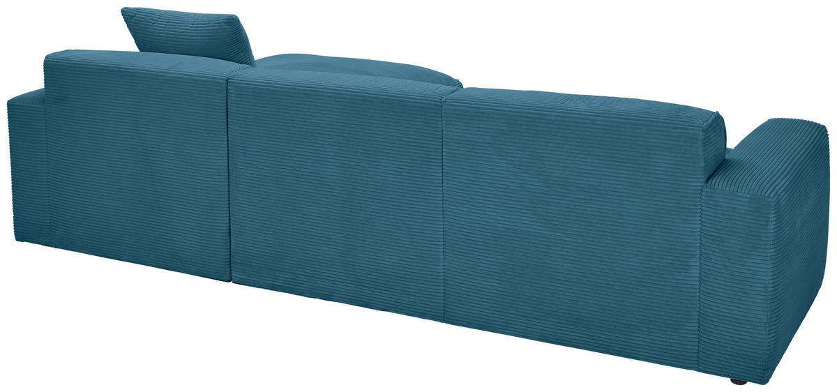 ECKSOFA Hellblau Cord  - Schwarz/Hellblau, Design, Kunststoff/Textil (303/196cm) - Livetastic
