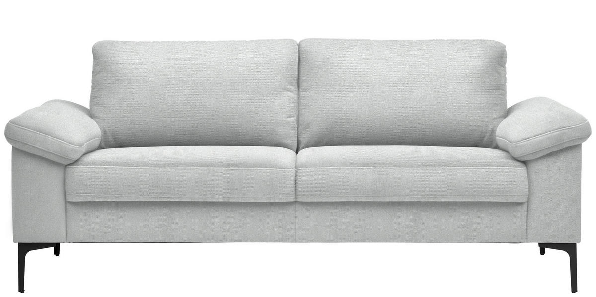 2,5-SITZER in Flachgewebe Silberfarben  - Silberfarben/Schwarz, Design, Textil/Metall (206/86/97cm) - Pure Home Lifestyle